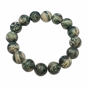 NWT Green Spot Jasper Beaded Stretch Bracelet 7.25"